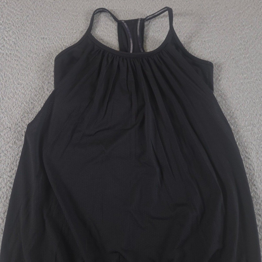 Lululemon Top Womens 6 Black No Limits Tank Built In Bra Racerback Mesh Workout